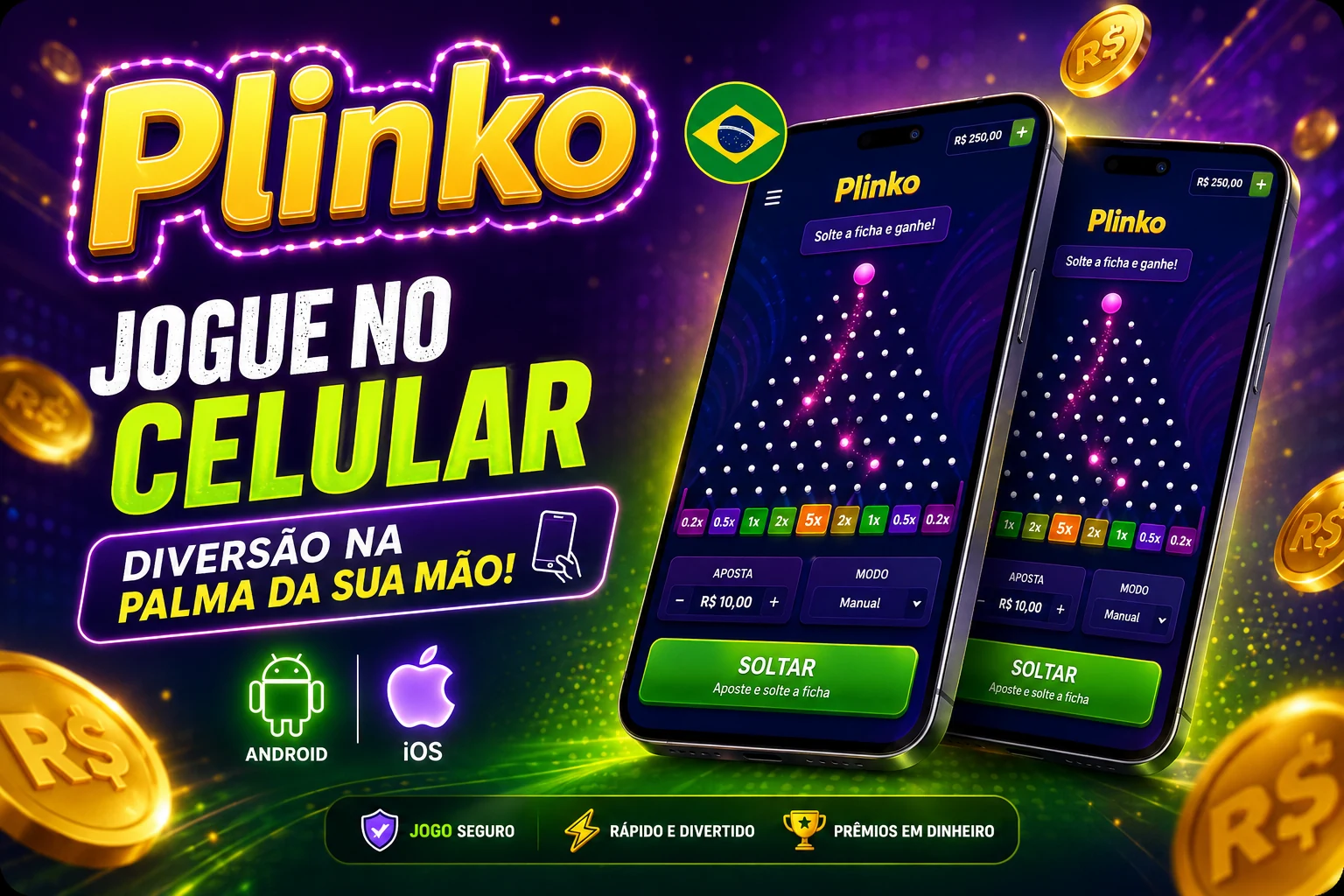 Dois celulares com Plinko em versão mobile